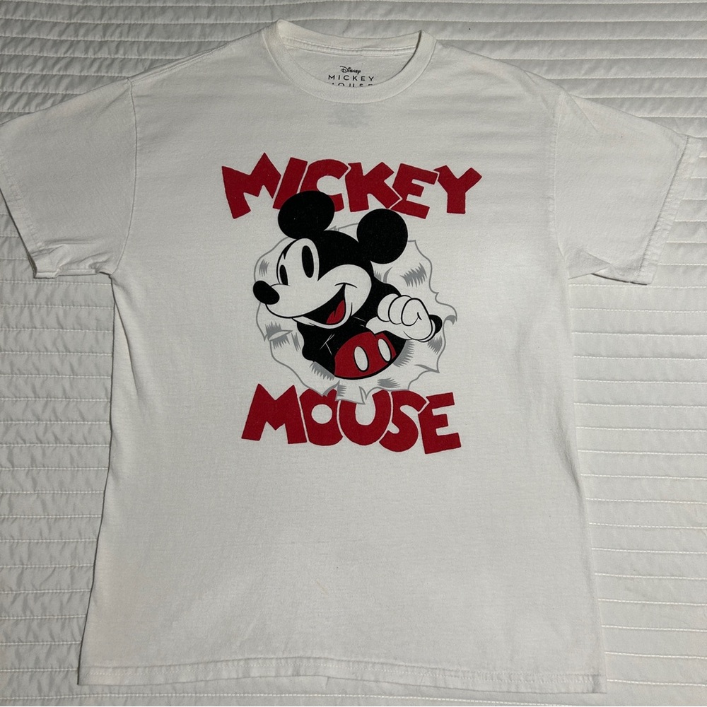 Disney Mickey Mouse White Graphic T-Shirt Men’s Medium Cotton Classic Tee